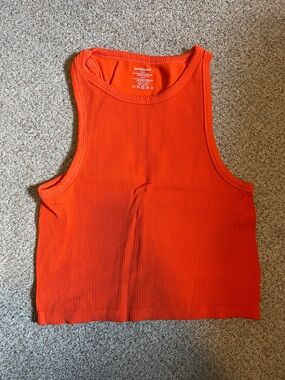 Ambiance Ribbed Crop Tank Top - Bright Orange